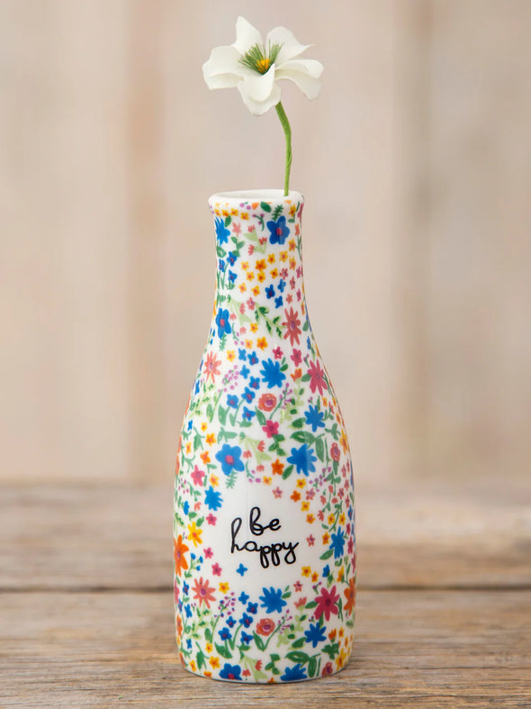 Ceramic Bud Vase in Be Happy