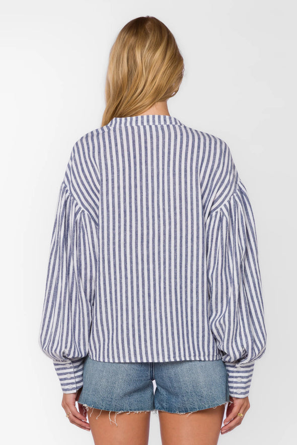 Vince Long Sleeve in Ink Blue Stripe
