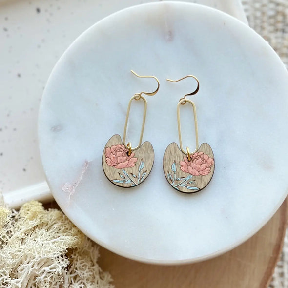 Wild Peonies Earrings in Fresh Cut