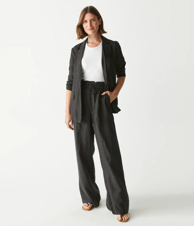 Jules High Rise Linen Pants in Black