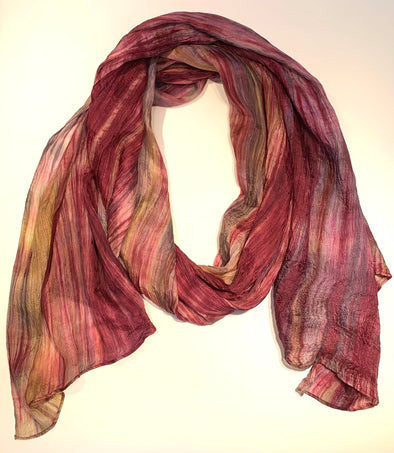 Watercolor Silk Scarf in Raspberry