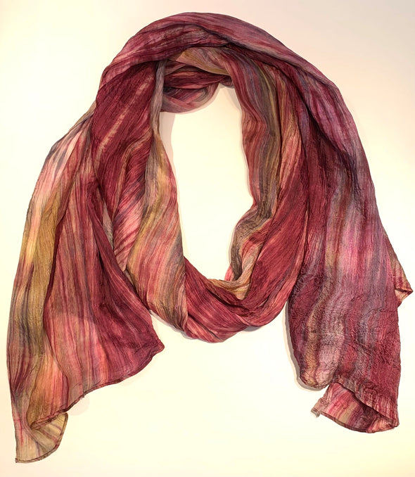 Watercolor Silk Scarf in Raspberry
