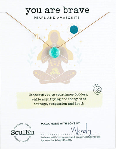 Amazonite and Pearl Goddess Necklace for You Are Brave