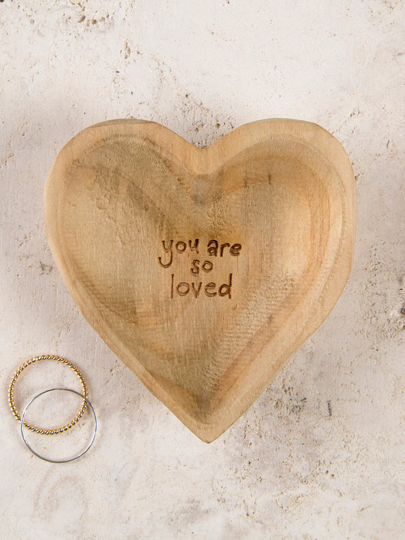 Wooden Heart Trinket Jewelry Dish in So Loved