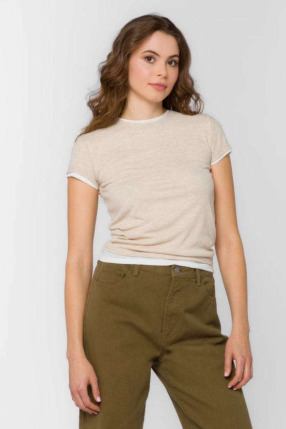 Zaira Tee in Sandstone/White