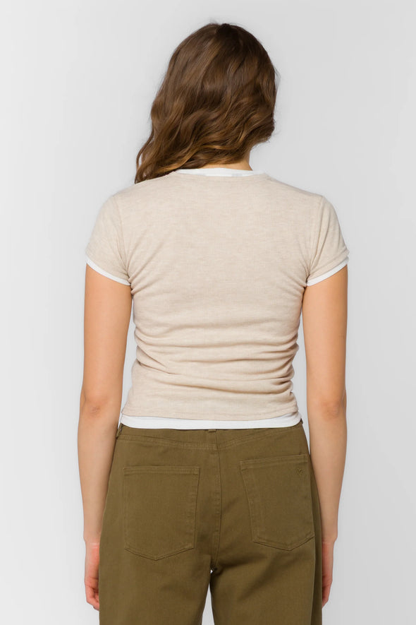 Zaira Tee in Sandstone/White