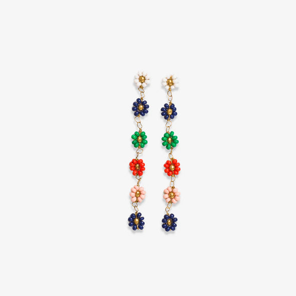 Amanda Multicolor Flower Beaded Dangle Earrings St. Tropez