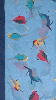 Birds Scarf in Jeans Blue