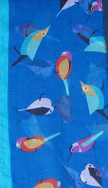 Birds Scarf in Blue