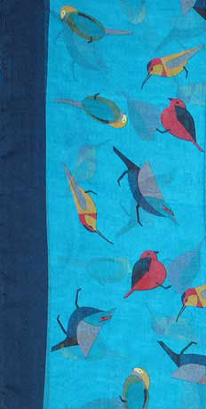 Birds Scarf in Turquoise