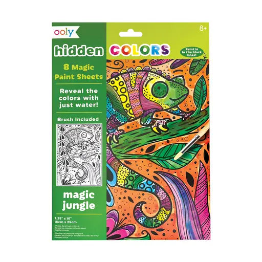 Hidden Colors Magic Paint Sheets (9 Pc Set)- Magic Jungle
