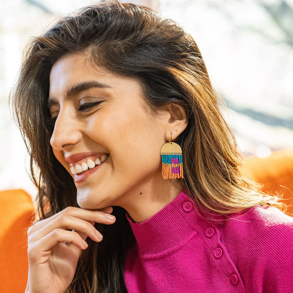 Birdie Abstract Earrings Magenta
