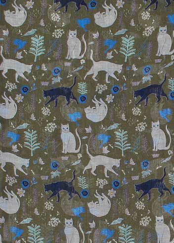 Cats Scarf in Olive