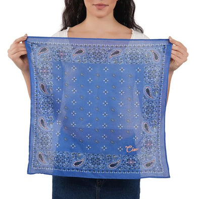 Ciao Paisley Cotton Bandana in Ink Blue