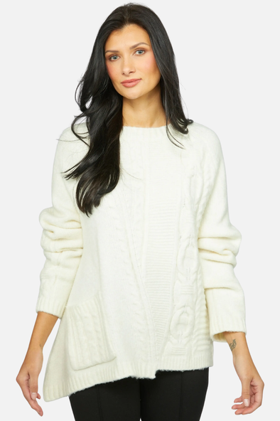 Cozy Cables Pullover in Winter White