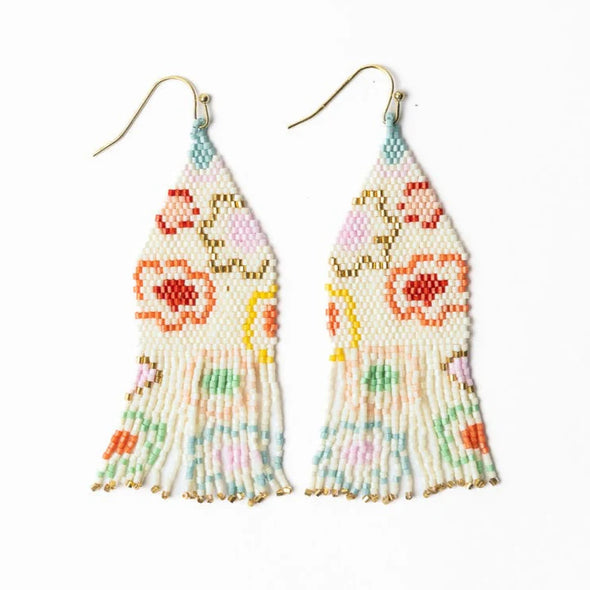 Delilah Poppies Beaded Fringe Earrings Multi