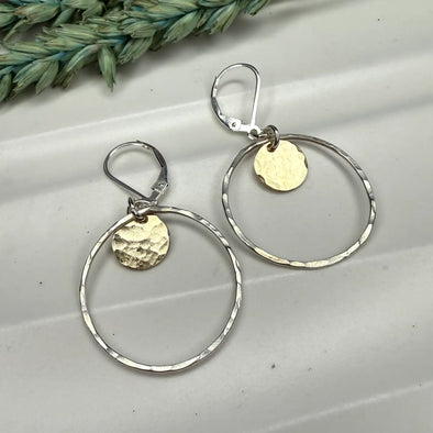 Mixed Metals - Gold Fill Disc w/ Sterling Hoops - Lever Back