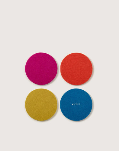 Bierfilzl Merino Wool Round Coaster Multi 4 Pack in Electric