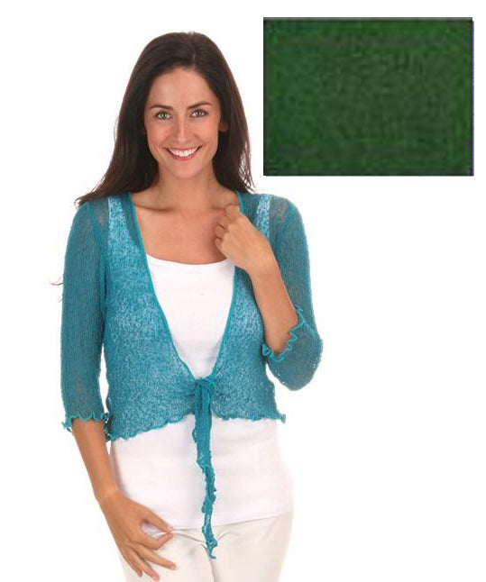 Popcorn Knit Shrug in Evergreen