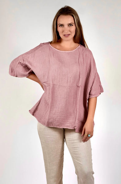 Everly Gauze Top in Dusty Pink