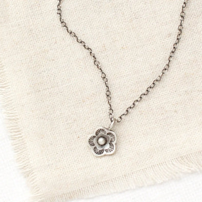 Mini Cactus Flower Necklace Silver