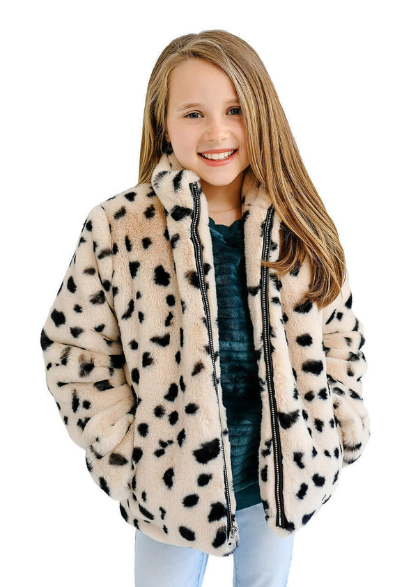 Kid's Wild Cheetah Faux Fur Every-Day Zip Jacket (X-Small)