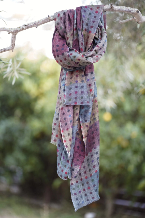 Emmeline Polka Multi Silk/Wool Scarf/Wrap
