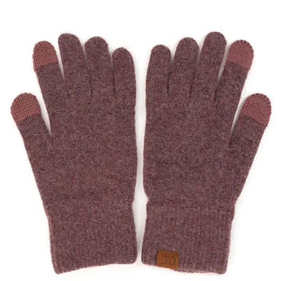 Touchscreen Recycled Yarn Gloves in Coco Berry