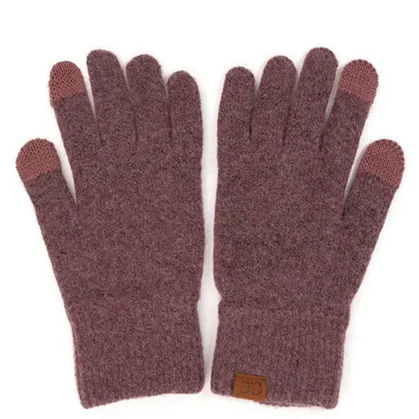 Touchscreen Recycled Yarn Gloves in Coco Berry
