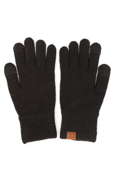 Touchscreen Recycled Yarn Gloves in Black