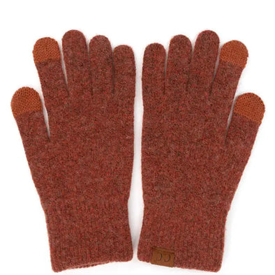Touchscreen Recycled Yarn Gloves in Burnt Henna