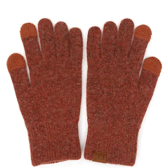 Touchscreen Recycled Yarn Gloves in Burnt Henna