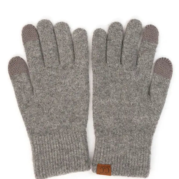 Touchscreen Recycled Yarn Gloves in Light Melange Grey