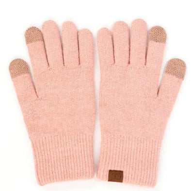 Touchscreen Recycled Yarn Gloves in Rose Tan