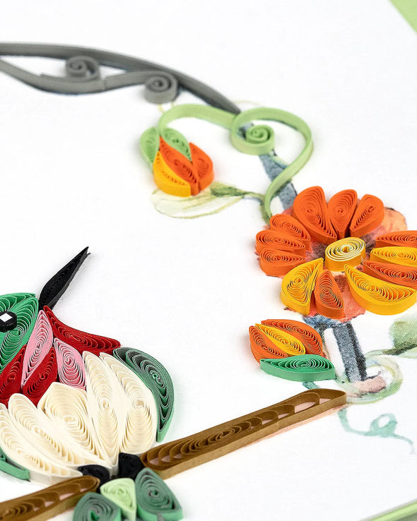 Quilled Hummingbird Swing Greeting Card