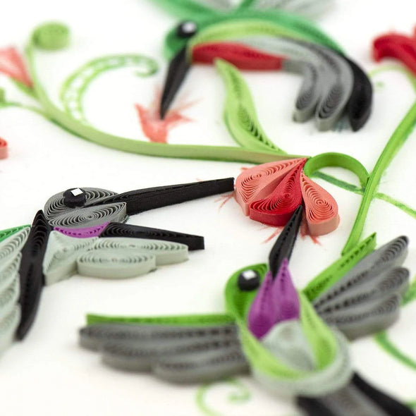 Quilled Hummingbird Trio Greeting Card