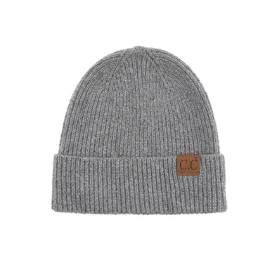 Recycled Yarn Beanie in Light Melange Grey