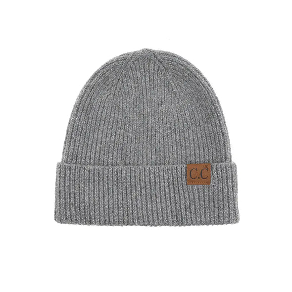 Recycled Yarn Beanie in Light Melange Grey