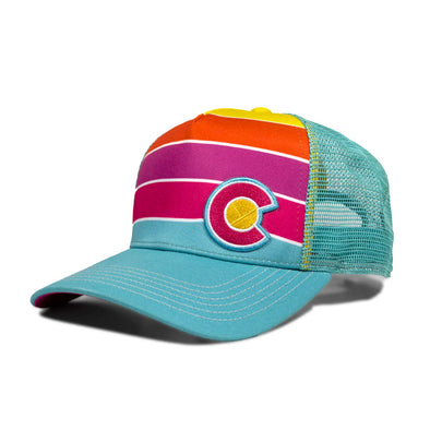 Turquoise Lake Fader Trucker Hat - Small