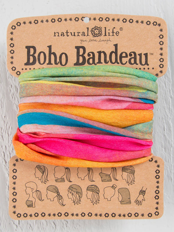 Full Boho Bandeau Headband in Rainbow Ombre