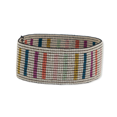 Kenzie Vertical Lines Beaded Stretch Bracelet in Rainbow
