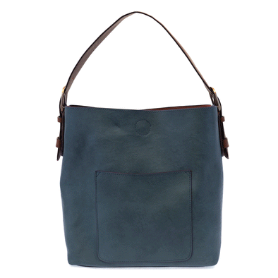 Classic Hobo Handbag in Dark Chambray/Coffee