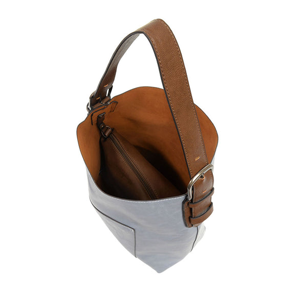 Classic Hobo Handbag in Wedgewood Blue/Coffee