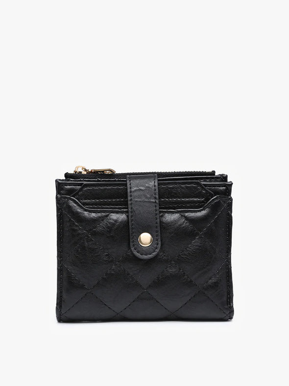Melody Vegan Quilted Wallet in Black