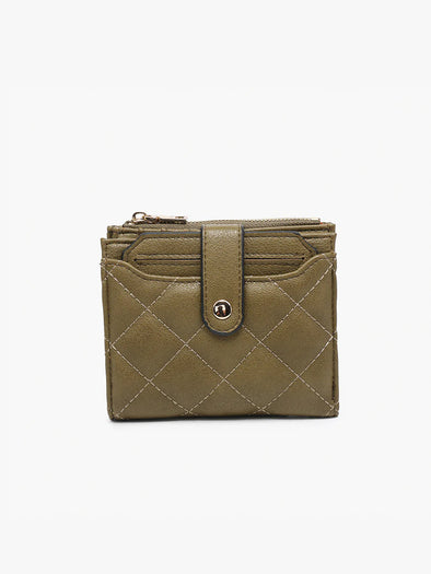 Melody Vegan Quilted Wallet in Olive