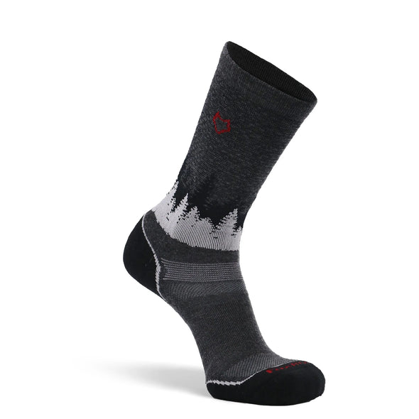 Men's Decorah Medium Weight Crew Hiking Sock in Charcoal/Red