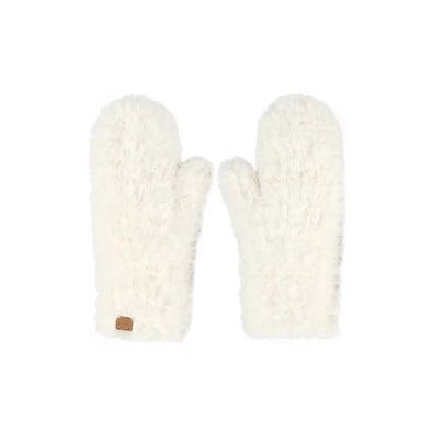 Faux Fur Mittens in Ivory