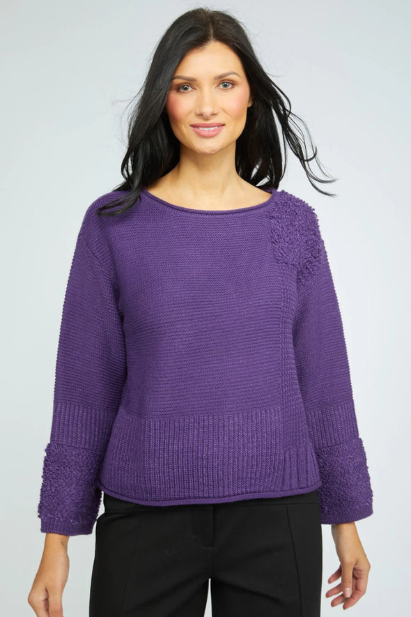 Texture Block Sweater in Violet