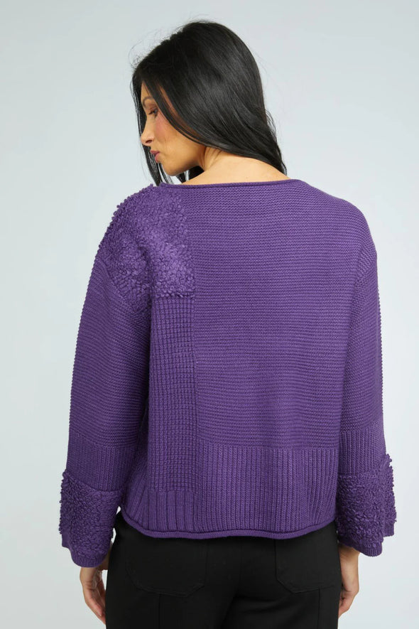 Texture Block Sweater in Violet