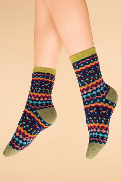 Multi Stripe Cosy Socks in Ink